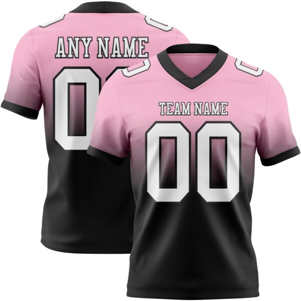 Custom Light Pink White-Black Authentic Fade Fashion Football Jersey