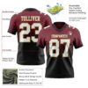Custom Burgundy White Black-Old Gold Authentic Fade Fashion Football Jersey