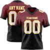 Custom Burgundy White Black-Gold Authentic Fade Fashion Football Jersey