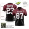 Custom Burgundy White Black-Gray Authentic Fade Fashion Football Jersey
