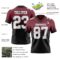 FadeFashion1446-1 Custom Burgundy White Black-Gray Authentic Fade Fashion Football Jersey