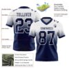 Custom White Navy Authentic Fade Fashion Football Jersey