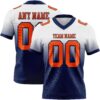 Custom White Orange-Navy Authentic Fade Fashion Football Jersey