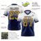 FadeFashion1451-1 Custom White Old Gold-Navy Authentic Fade Fashion Football Jersey