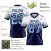 Custom White Light Blue-Navy Authentic Fade Fashion Football Jersey