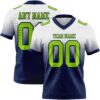 Custom White Neon Green-Navy Authentic Fade Fashion Football Jersey
