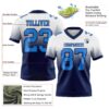 Custom White Powder Blue-Navy Authentic Fade Fashion Football Jersey