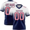 Custom White Medium Pink-Navy Authentic Fade Fashion Football Jersey