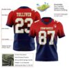 Custom Red White Navy-Old Gold Authentic Fade Fashion Football Jersey