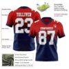 Custom Red White Navy-Gray Authentic Fade Fashion Football Jersey
