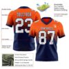 Custom Orange White-Navy Authentic Fade Fashion Football Jersey