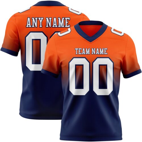 FadeFashion1461 Custom Orange White-Navy Authentic Fade Fashion Football Jersey