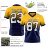 Custom Gold White-Navy Authentic Fade Fashion Football Jersey