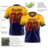 Custom Gold Red-Navy Authentic Fade Fashion Football Jersey