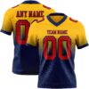 Custom Gold Red-Navy Authentic Fade Fashion Football Jersey