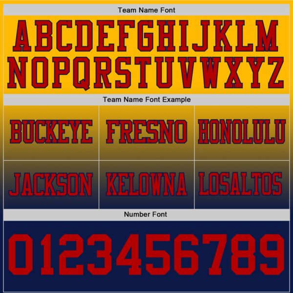 Custom Gold Red-Navy Authentic Fade Fashion Football Jersey