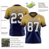 Custom Old Gold White-Navy Authentic Fade Fashion Football Jersey