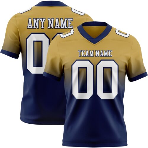FadeFashion1465 Custom Old Gold White-Navy Authentic Fade Fashion Football Jersey