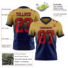 Custom Old Gold Red-Navy Authentic Fade Fashion Football Jersey