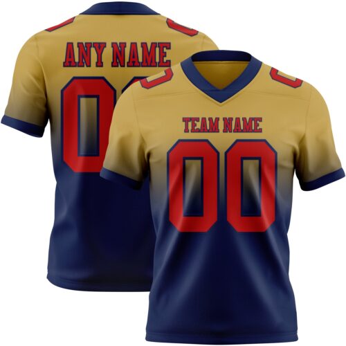 FadeFashion1466 Custom Old Gold Red-Navy Authentic Fade Fashion Football Jersey