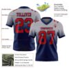 Custom Gray Red-Navy Authentic Fade Fashion Football Jersey