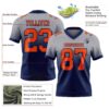 Custom Gray Orange-Navy Authentic Fade Fashion Football Jersey