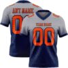 Custom Gray Orange-Navy Authentic Fade Fashion Football Jersey