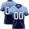 Custom Light Blue White-Navy Authentic Fade Fashion Football Jersey