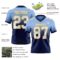 FadeFashion1472-1 Custom Light Blue White Navy-Gold Authentic Fade Fashion Football Jersey
