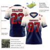 Custom Cream Red-Navy Authentic Fade Fashion Football Jersey