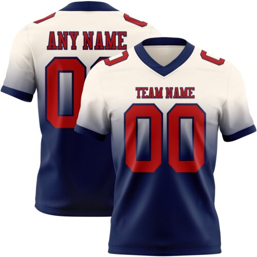 FadeFashion1474 Custom Cream Red-Navy Authentic Fade Fashion Football Jersey