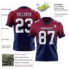 Custom Maroon White-Navy Authentic Fade Fashion Football Jersey