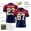 Custom Maroon White Navy-Old Gold Authentic Fade Fashion Football Jersey
