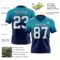Custom Teal White-Navy Authentic Fade Fashion Football Jersey