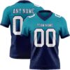 Custom Teal White-Navy Authentic Fade Fashion Football Jersey