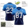 Custom Powder Blue White-Navy Authentic Fade Fashion Football Jersey