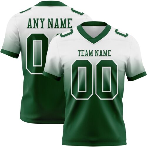 FadeFashion1485 Custom White Green Authentic Fade Fashion Football Jersey