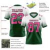 Custom White Pink-Green Authentic Fade Fashion Football Jersey