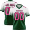 Custom White Pink-Green Authentic Fade Fashion Football Jersey