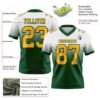 Custom White Gold-Green Authentic Fade Fashion Football Jersey