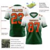 Custom White Orange-Green Authentic Fade Fashion Football Jersey