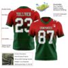 Custom Red White-Green Authentic Fade Fashion Football Jersey