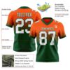 Custom Orange White-Green Authentic Fade Fashion Football Jersey