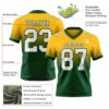 Custom Gold White-Green Authentic Fade Fashion Football Jersey