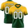 Custom Gold White-Green Authentic Fade Fashion Football Jersey
