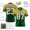 Custom Old Gold White-Green Authentic Fade Fashion Football Jersey