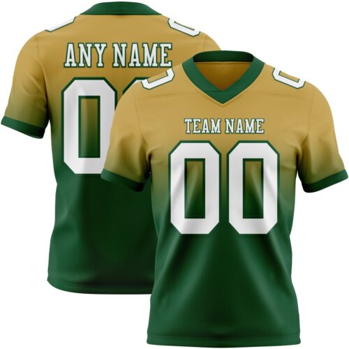 FadeFashion1493 Custom Old Gold White-Green Authentic Fade Fashion Football Jersey
