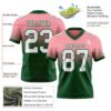 Custom Medium Pink White-Green Authentic Fade Fashion Football Jersey