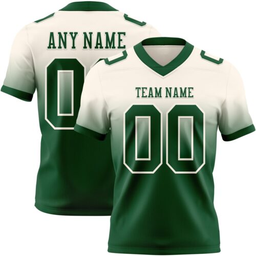 FadeFashion1496 Custom Cream Green Authentic Fade Fashion Football Jersey