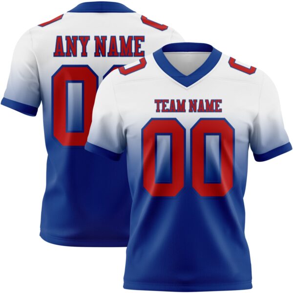 Custom White Red-Royal Authentic Fade Fashion Football Jersey
